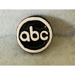 VINTAGE 1970s ABC American Broadcasting Network Hand Painted Clay Lapel Pin